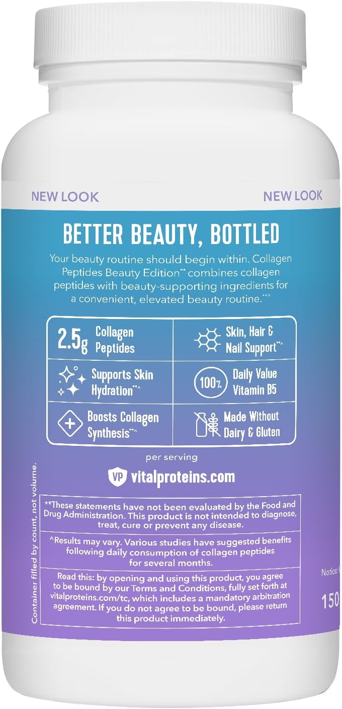 Vital Proteins Collagen Peptides Beauty Edition Capsules, 2.5g of Collagen Per Serving with Biotin and Vitamin C, 30 Servings