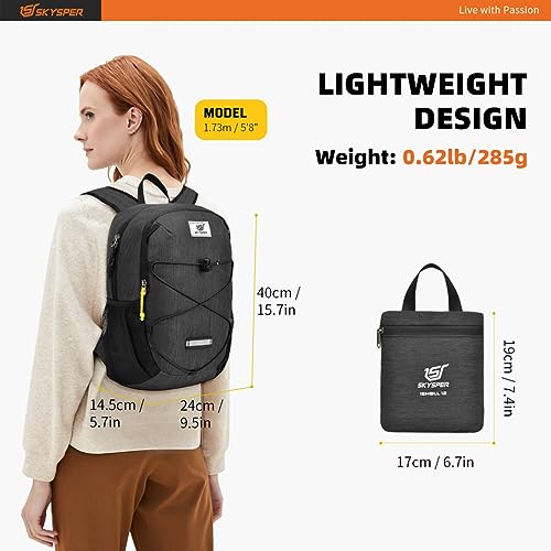 SKYSPER Small Hiking Backpack -12L Lightweight Packable Daypack for Travel Foldable Tear Resistant Backpacks for Women Men