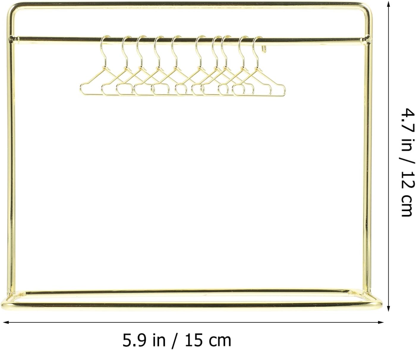 STOBOK Miniature Doll Garment Rack Set Mini Doll Dress Clothing Display Rack with 10Pcs Mini Doll Clothes Hangers Doll House Furniture Accessories for Dollhouse Supplies, Golden