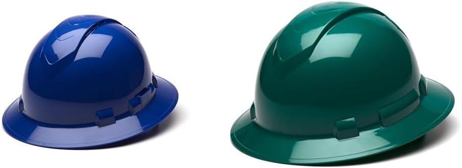 Pyramex Ridgeline Hard Hats - Blue Vented 6 Point & Green 4 Point Ratchet
