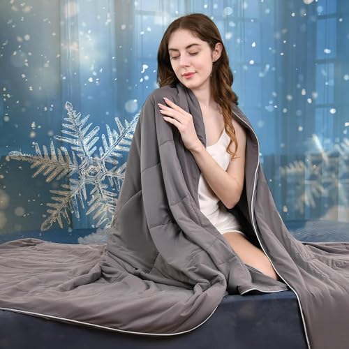 Cooling Comforter King Size - Cooling Blanket for Hot Sleepers and Night Sweats, Absorbs Body Heat to Keep Cool, Q-Max>0.4, Luxury Tencel™ Summer Comforter - Gray, King (90
