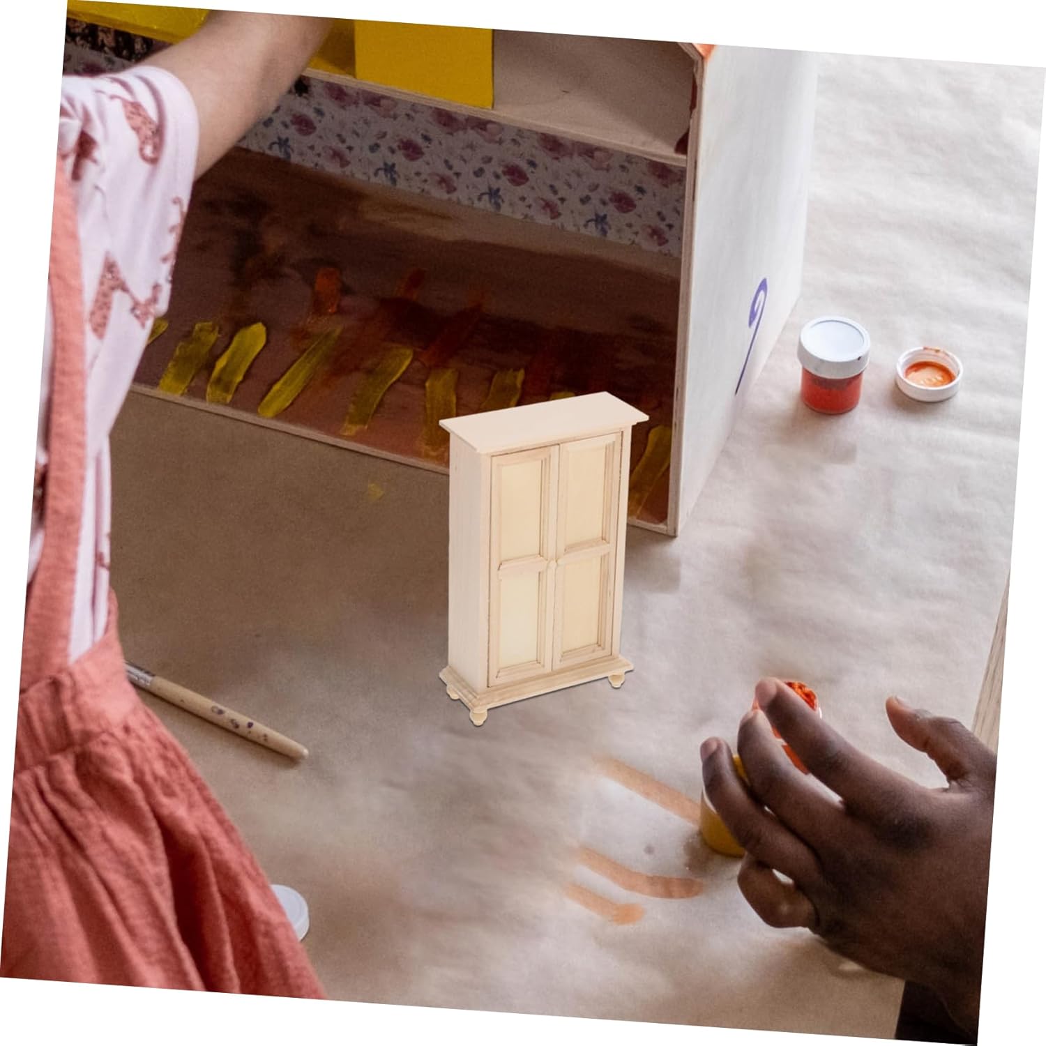 Totority Doll House Furniture Miniature Cabinet Doll Wardrobe Doll Furniture Mini Cabinet Model Furniture Model Mini House Supplies Doll Clothes Storage Mini House Adornment Mini Adornment