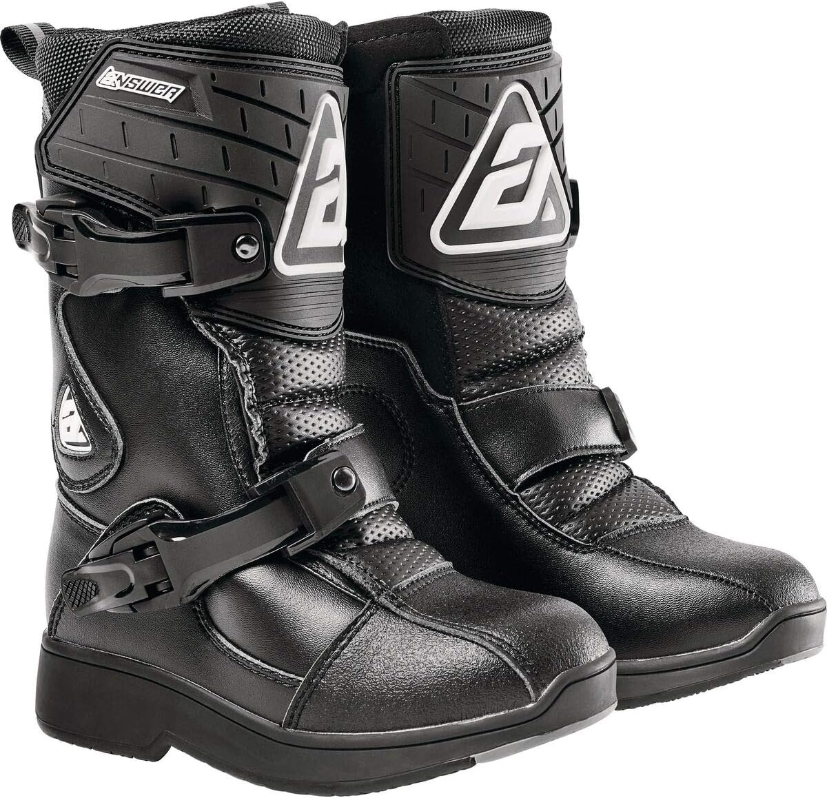 Answer Racing 446172 Powersports Motocross Protection Gear: Pee Wee Boots, Black/Black, Youth 13, 1 Pair