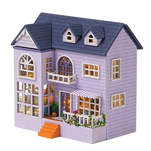 Flever Dollhouse Miniature DIY House Kit Creative Room with Furniture for Romantic Valentine's Gift (Warm House)