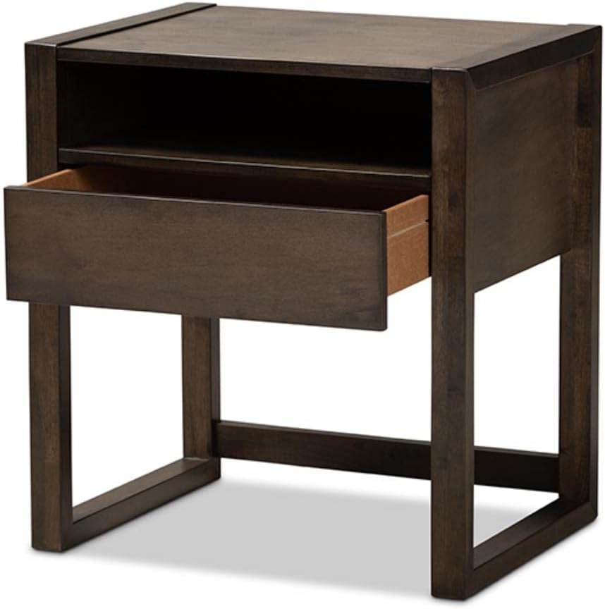 Baxton Studio Inicio Modern and Contemporary Ash Brown Finished 1-Drawer Wood Nightstand