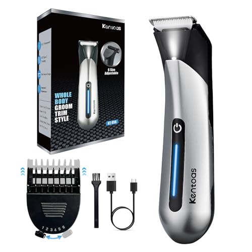 Body Hair Trimmer for Men, Electric Trimmer for Men, Ball Trimmer with 6 in 1 Ceramic Blade, Waterproof & USB Charging, Electric Hair Shaver for Men Pubic/Body/Groin Groomer, LED Light, No Nicks