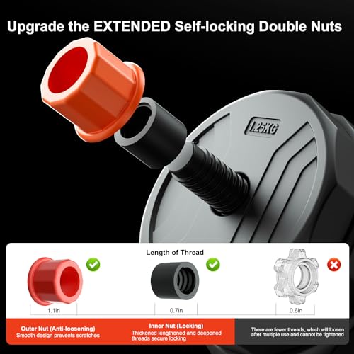 RUNWE Adjustable Dumbbell Barbell Set - 33/44/66/88lb Dumbbell Set, 4 in1 Dumbbell, Adjustable Kettlebell Pair, Barbell and Push up Bar, All-in-one Free Weight [Upgraded Double-lock Nuts]