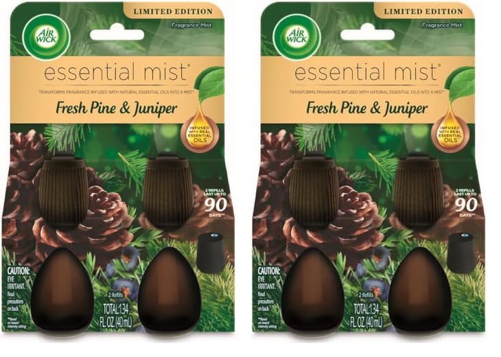 Air Wick Essential Mist – Twin Refill Fresh Pine & Juniper, 2 Refills (Pack of 2)
