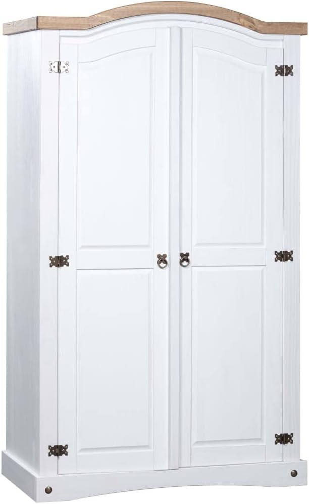 Cabinets & Storage-Wardrobe Mexican Pine Corona Range 2 Doors White-Furniture