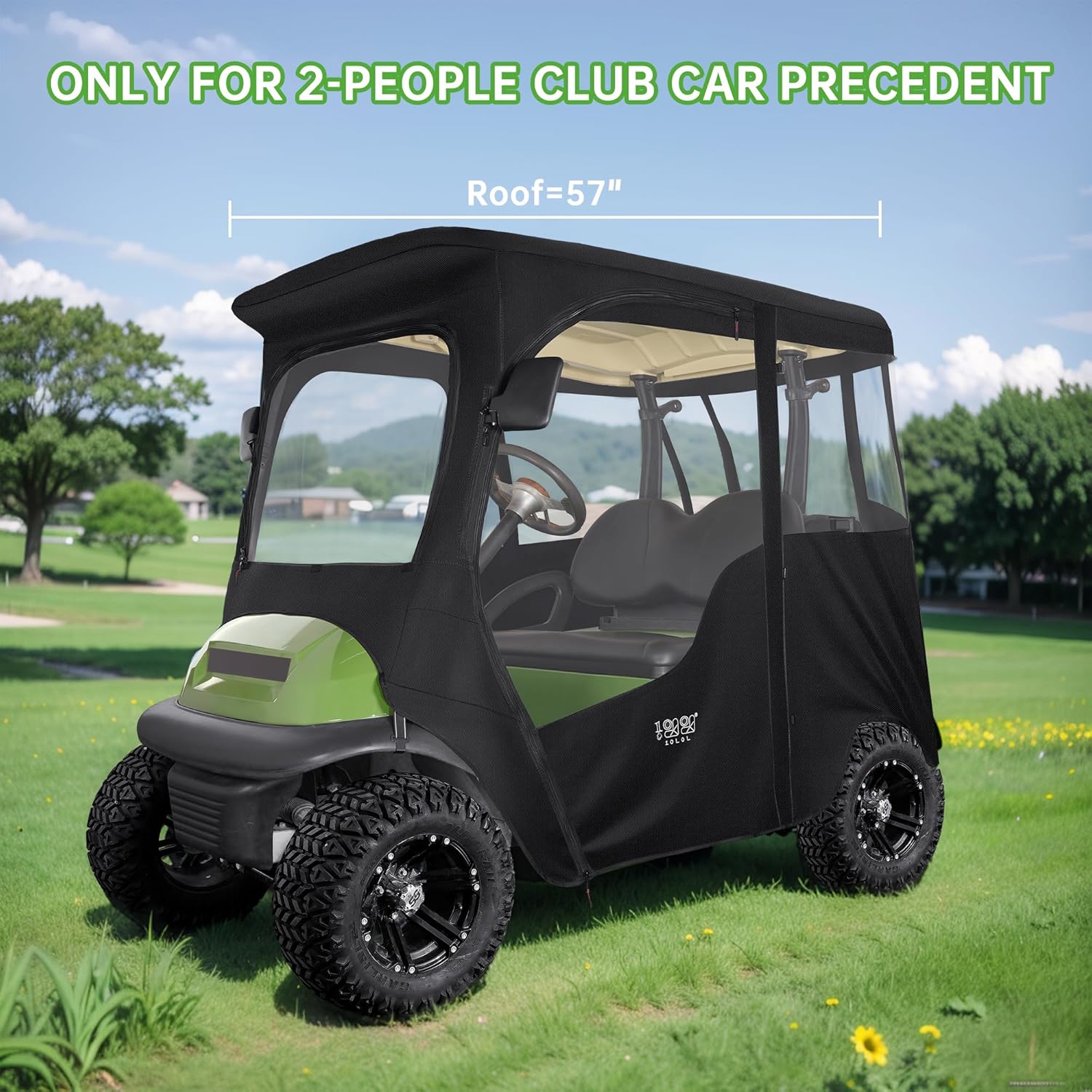 10L0L Deluxe 2 Passenger Enclosure for Club Car Precedent, Onward & Tempo Golf Cart, 4-Sided Clear PVC Window Rain Cover with Zipper Entry