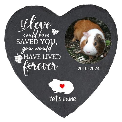 Personalized Rabbit Memorial Stones - Sympathy Gifts for Loss of Pet Rabbit, Waterproof Garden Stone Grave Markers Headstone, Heart Shaped (5.9 inch)