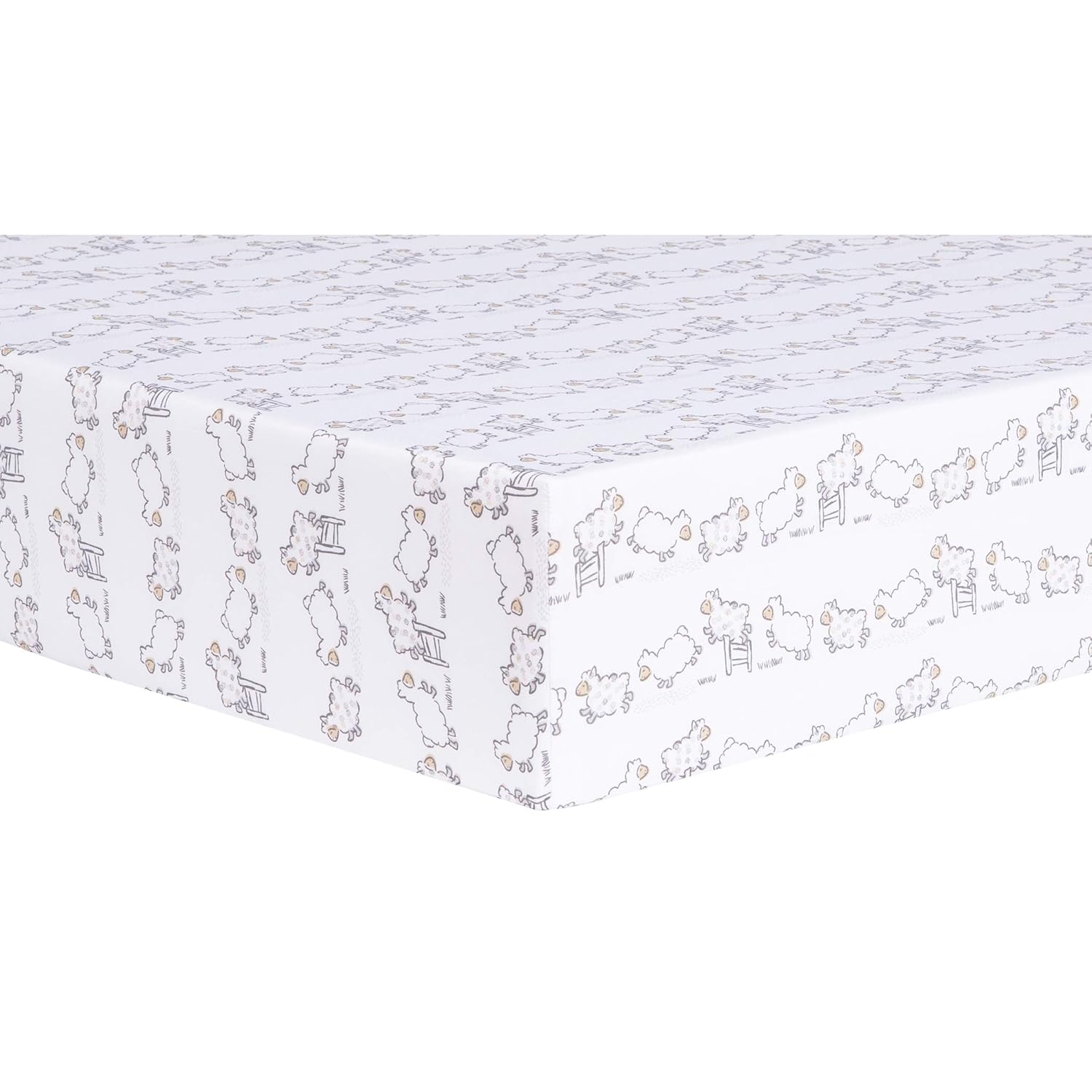 Sammy & Lou Sleepy Sheep 4-Piece Baby Crib Bedding Set, Includes Quilt, Fitted Crib Sheets Neutral, Crib Skirt, and Plush Toy