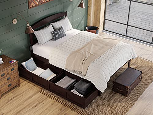 AFI Warren Twin XL Size Platform Bed with Storage and Charging Station in White