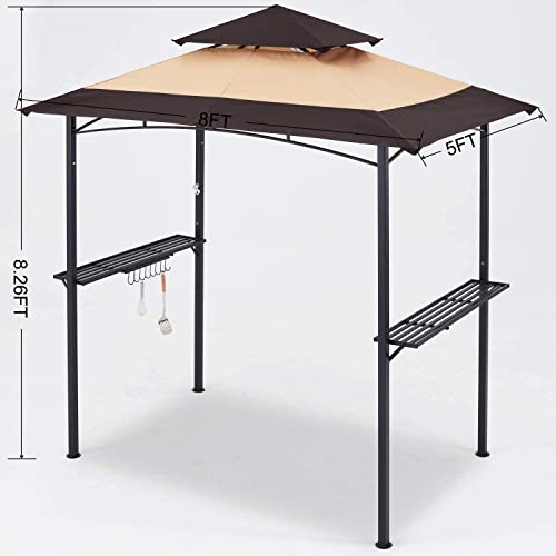MASTERCANOPY 8 x 5 Grill Gazebo Outdoor BBQ Gazebo Canopy with 2 LED Lights (Burgundy)