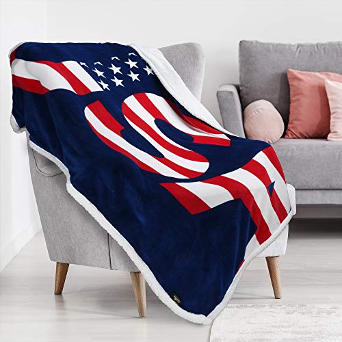 Tirrinia Fluttering US Flag Blanket Patriotic Sherpa Throw American Flag Blanket, Super Cozy Fleece Plush Bed Throw TV Blankets Reversible for Bed or Couch 4th of July