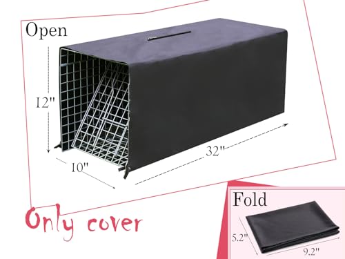 Live Animal Trap Cage with Cover, Cat Trap for Stray Cats 32 Inch Heavy Duty Folding Skunk Trap with Real Door for Raccoons, Opossums, Groundhogs, Skunks, Feral Cats, Squirrels-2 Packs
