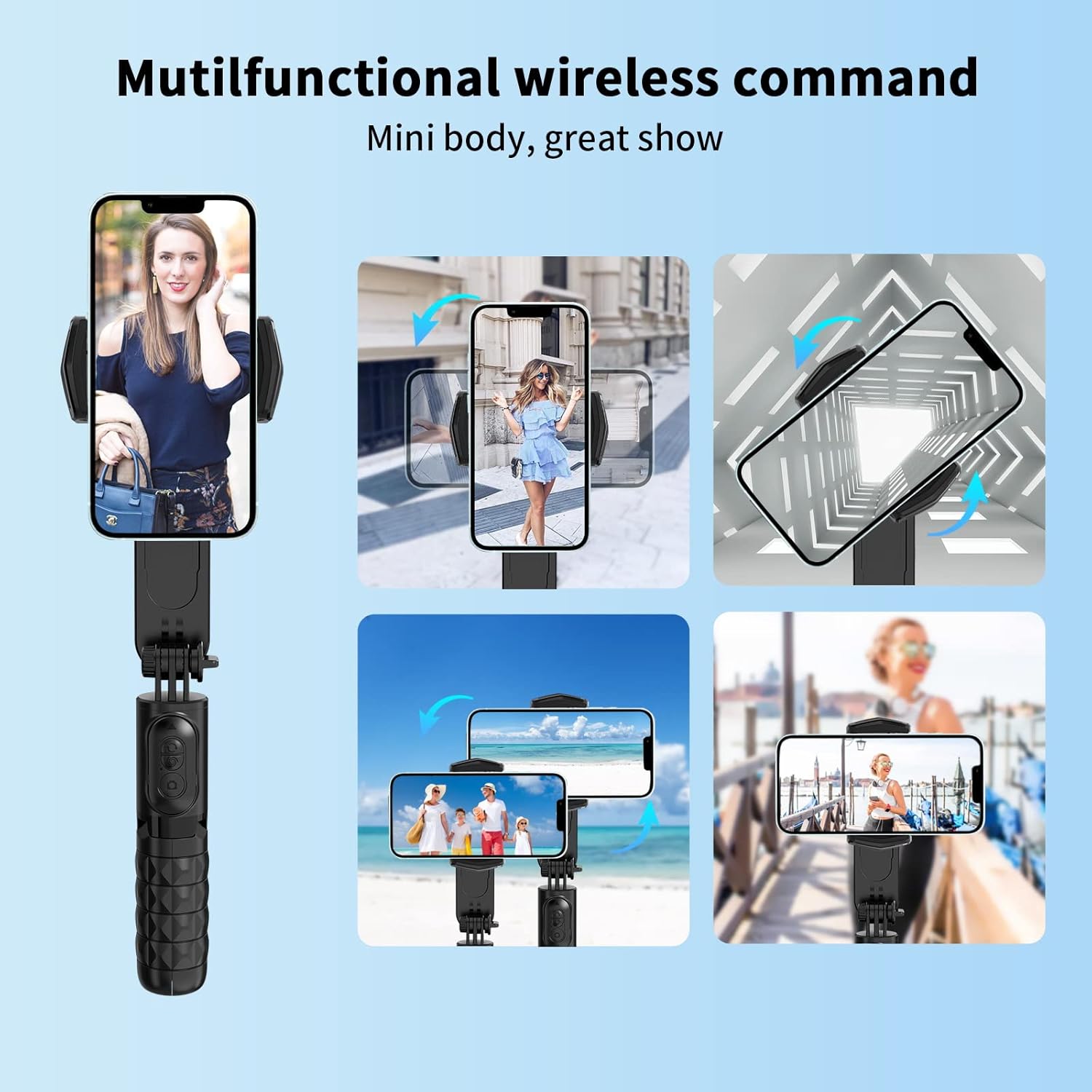 KOSCHEAL Gimbal Stabilizer for Smartphone,1-Axis Selfie Stick Gimbal Stabilizer with Fill Light 360°Rotation with Wireless Remote for Android and iPhone,Ideal for Vlogging,YouTube,TikTok Recording