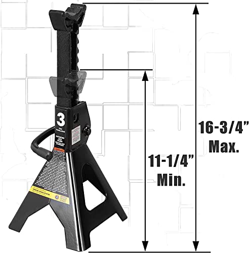 BIG RED AT43202BR Torin Steel Jack Stands: 3 Ton (6,000 lb) Capacity, Black, 1 Pair