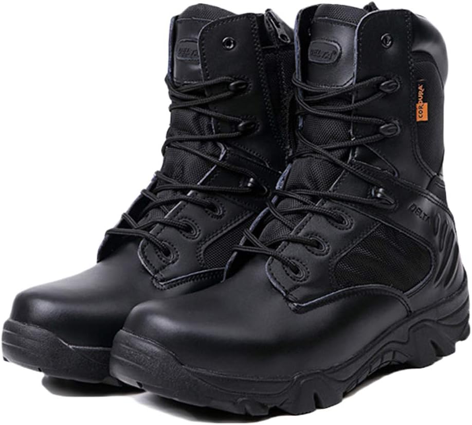 Mens Military Combat Tactical Boots Adult Mountain Boots High Leather Boot Waterproof Desert Jungle Recon Boots,Black-41