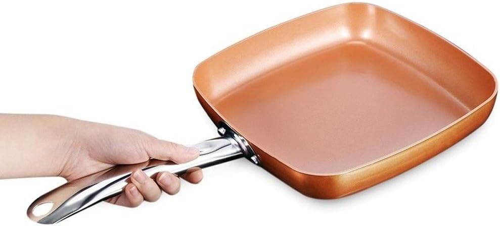SURLAZ Pan Non-Stick Copper Square Frying Pan Skillet with Ceramic Coating Oven Dishwasher Safe Cooking pots and Pans