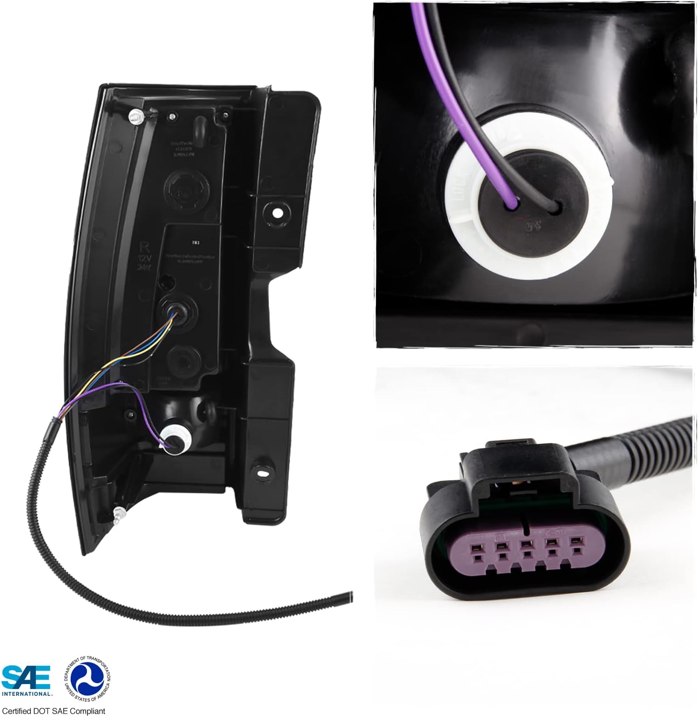 AKKON - Fits 2007-2014 Chevy Tahoe Suburban 1500 2500 Chrome Smoked Headlights + LED C-Tube DRL Black Tail Lights Pair