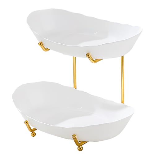 Fruit Bowl for Kitchen Counter 3 Tier Acrylic Fruit Basket with Serving Bowls and Metal Stand Tiered Serving Bowls for Fruit Vegetable Storage Snack/Nuts/Cake/Dessert Perfect for Party