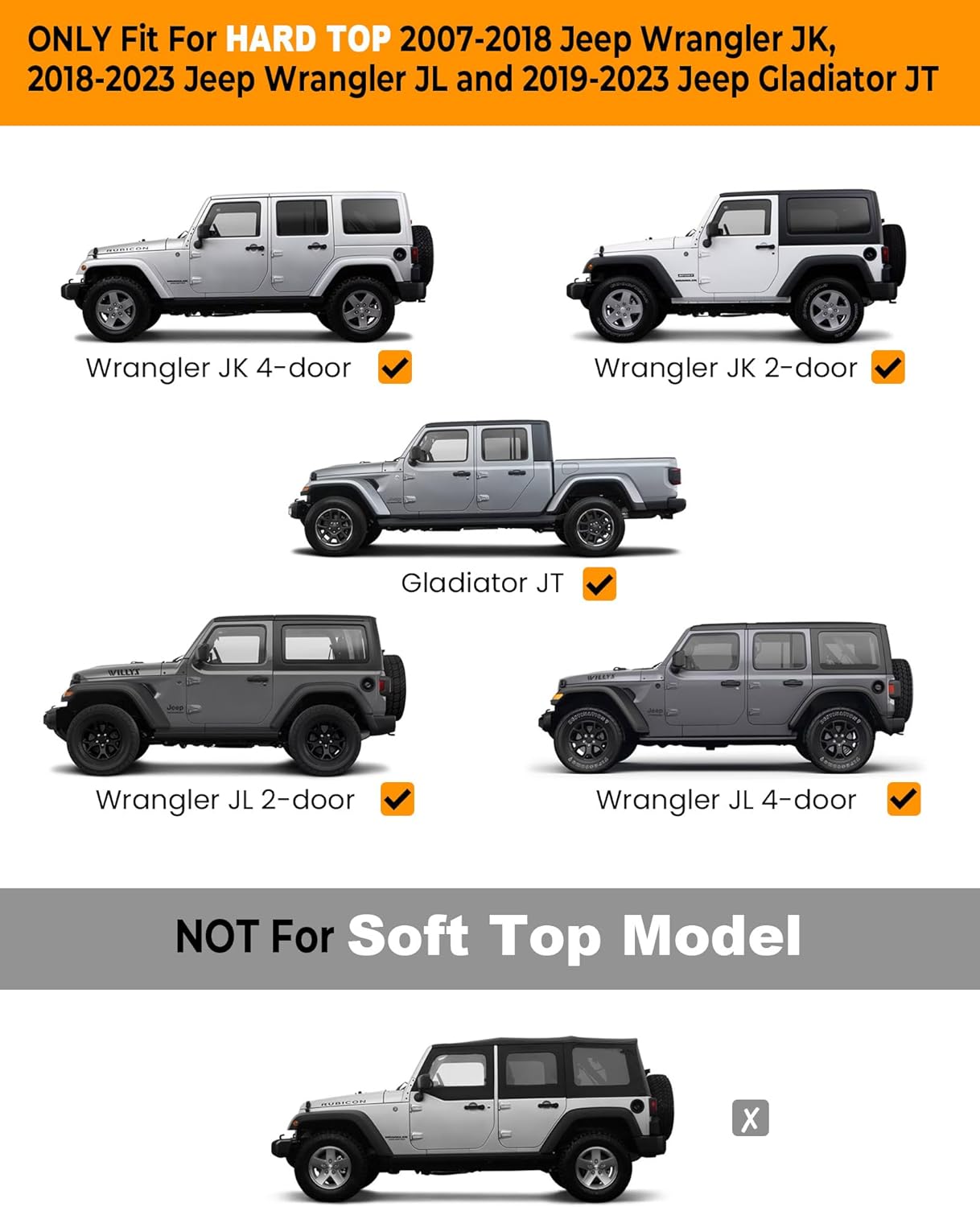 Snailfly 3PCS Roof Racks Cross Bars Fit for Jeep Wrangler JK JL Gladiator JT 2007-2025 Heavy Duty Cargo Rack