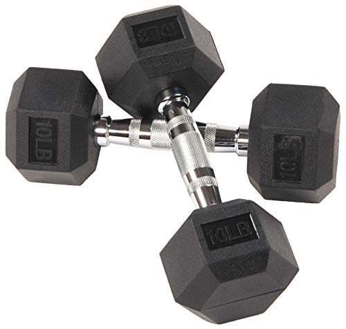 BalanceFrom Rubber Coated Hex Dumbbell Weight Set and Storage Rack, Multiple Packages