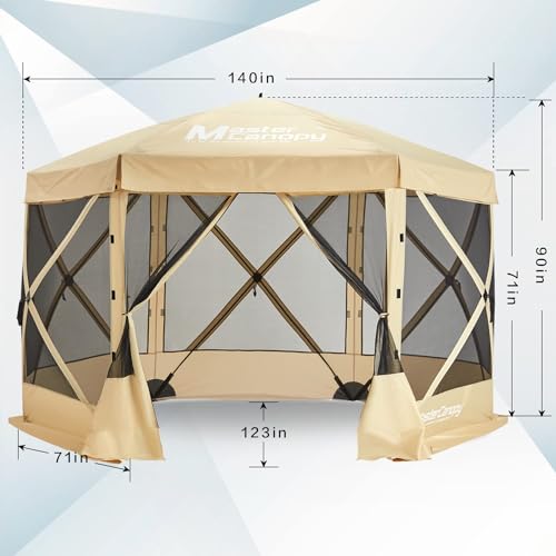 MASTERCANOPY 6x6 Portable Screen House Room Pop up Gazebo Outdoor Camping Tent with Carry Bag (6x6,Beige)