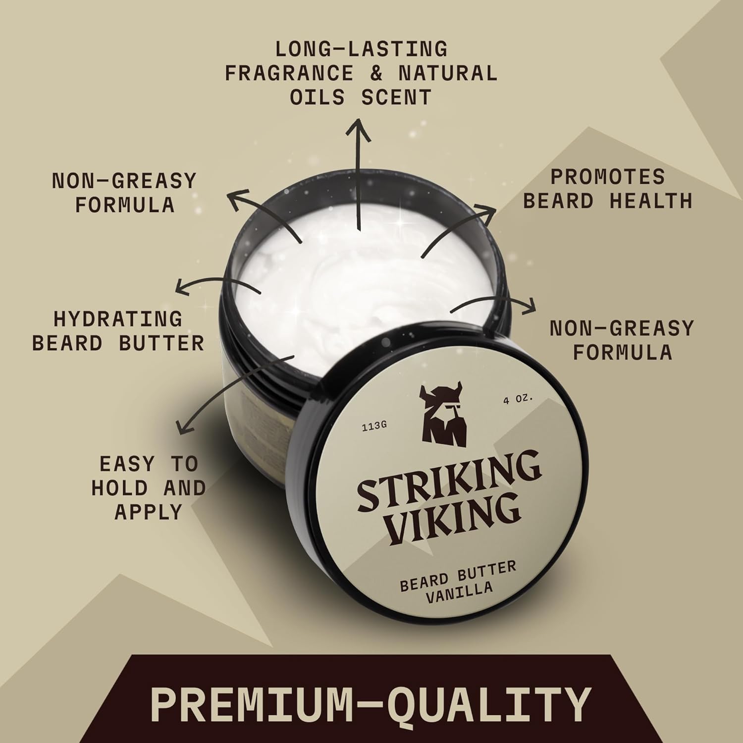 Striking Vikings Beard Folding Wooden Comb & Beard Butter Vanilla Scent 4oz
