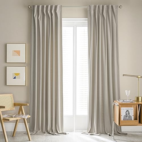 Baby Pink Velvet Curtains for Girls Bedroom, Back Tab Rod Pocket Soundproof Room Darkening Window Drapes Light Blocking Privacy Assured for Living Room 52 x 96 Inch Length, 2 Panels Set