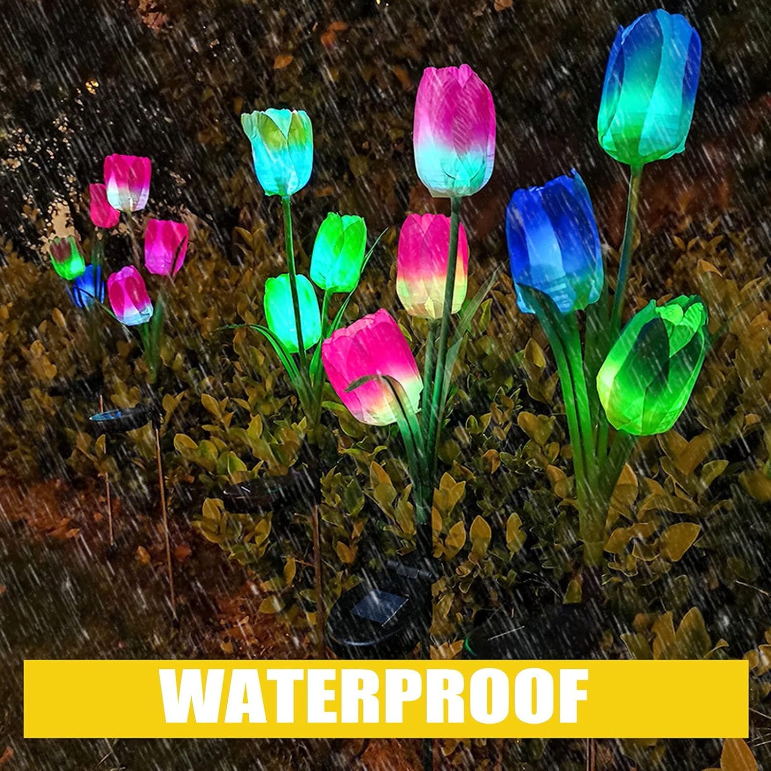 Solar Tulip Lights Outdoor Garden, Flowers Waterproof Solar Powered Stake Lights LED Decorative Landscape Lights for Garden, Patio, Yard, Lawn, Pathway, Backyard Decoration, Purple