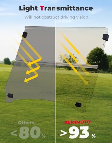 KEMIMOTO Golf Cart Windshield Compatible with Club Car Precedent Gas/Electric (04-Up), Foldable Replacement Windshield with Anti-UV and Impact Resistant Acrylic,Tinted