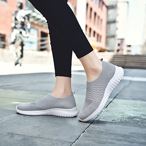 LANCROP Women's Walking Shoes - Casual Breathable Athletic Tennis Slip on Sneakers