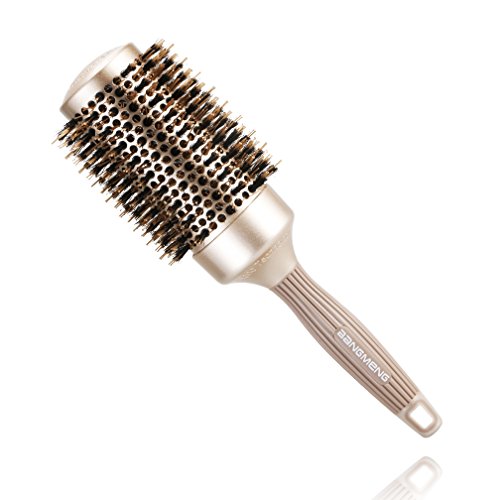 Round Brush Blow Out with Boar Bristles, Nano Thermal Ceramic Ionic Round Hair Brush for Women Blow Drying, Enhance Texture for Styling (1 3/4 inch Barrel)