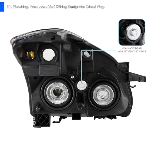 SPEC-D TUNING Chrome Housing Clear Lens Halogen Headlight Passenger Right Side Compatible with 2010-2012 Nissan Altima 4Dr Sedan Models