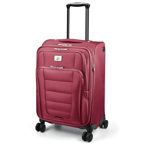 Verdi Luggage 2 Piece Set Suitcase Spinner Wheels Softshell Expandable, Carry On Luggage with USB Port (Black, 2-Piece set(20/24))