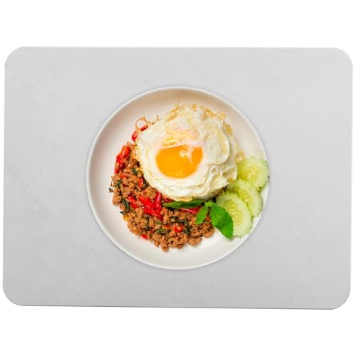 Stone Drying Mat for Kitchen Counter, Quick Dry, Super Absorbent Diatomaceous Dish Drying Mat, Heat Resistant Stone Drying Tray for Kitchen Counter Dishes Cups(Marble)