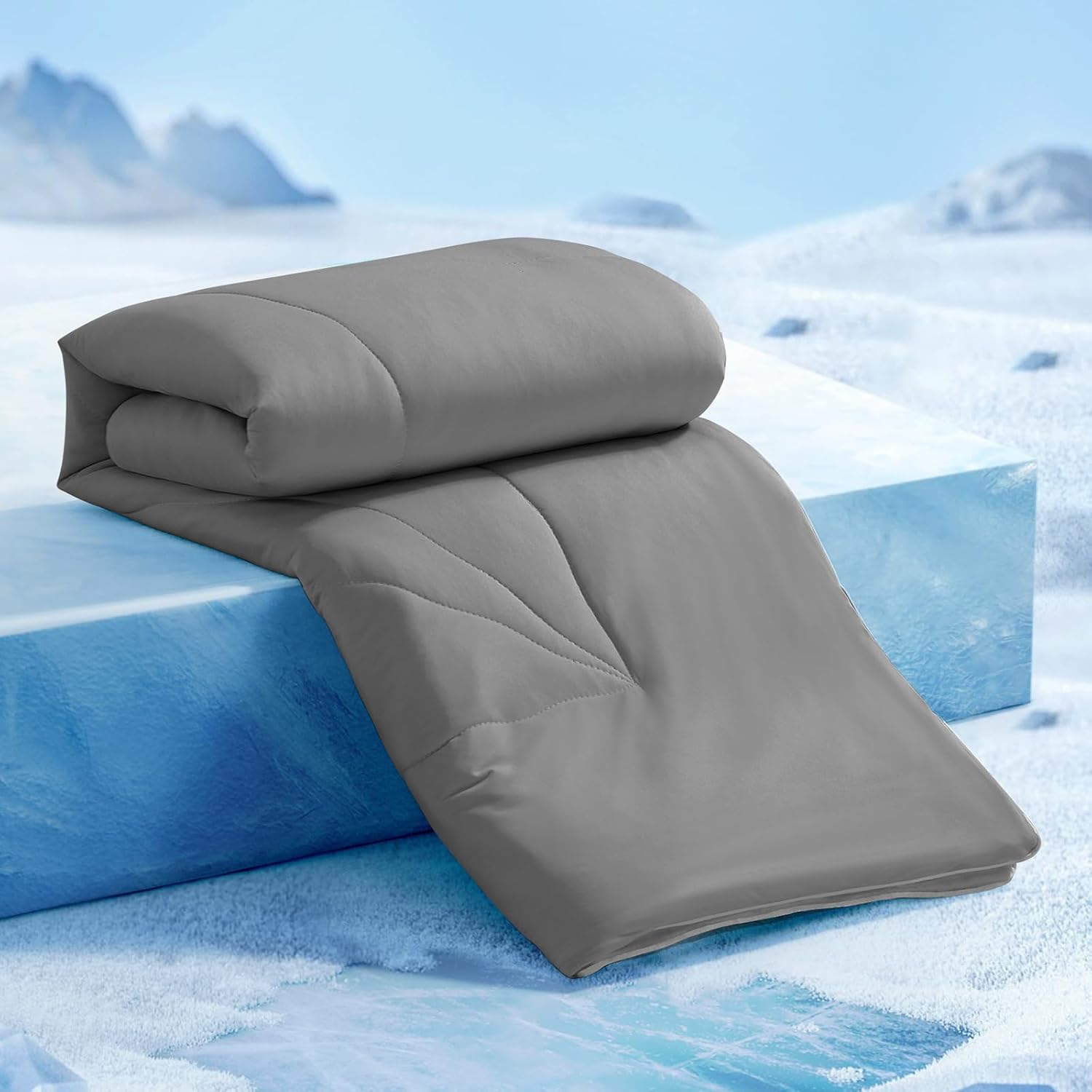 Elegear Revolutionary Cooling Comforter King Absorbs Body Heat to Keep Cool, Cooling Blanket for Hot Sleepers Japanese Arc-Chill 3.0 Cool Tech Fabric Summer Comforter Hypo-Allergenic Cool Quilt - Gray