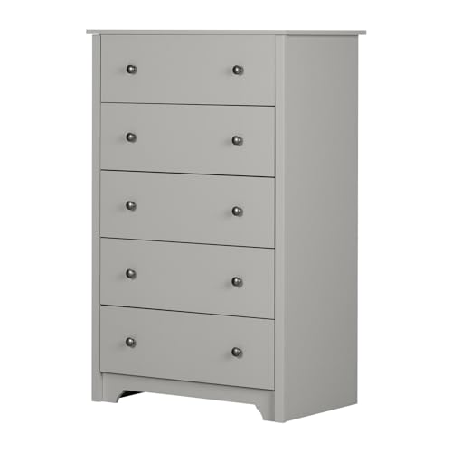 French Flair Contemporary Style Bedroom 5-Drawer Chest, Painted Finish in Pure Black with Storage Feature - 19.5