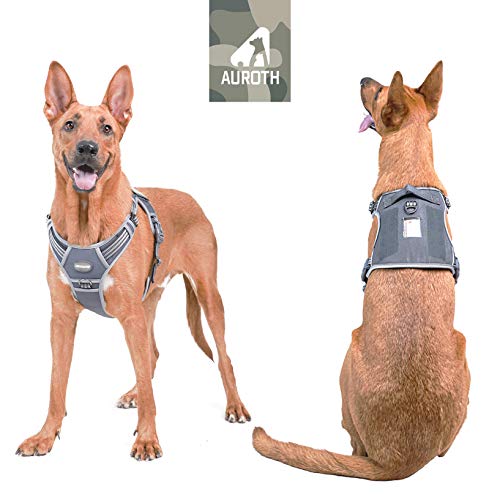 AUROTH Tactical Dog Harness for Large Dogs No Pull Adjustable Pet Harness Reflective K9 Working Training Easy Control Pet Vest Military Service Dog Harnesses Black XL