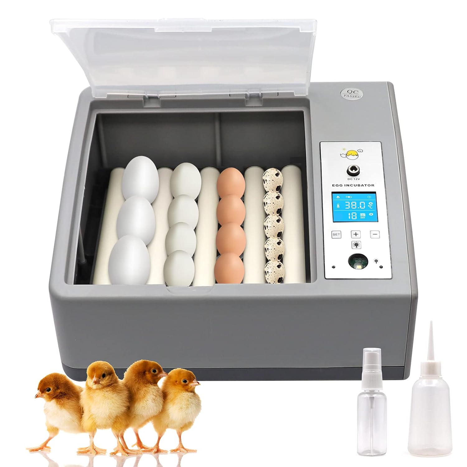 Egg Incubator, 16-24 Eggs Fully Automatic Poultry Hatcher Machine with Temperature Control and Egg Candler, Dual Electric, Automatic Egg Turner, for Hatching Chickens Quail Duck Goose Turkey