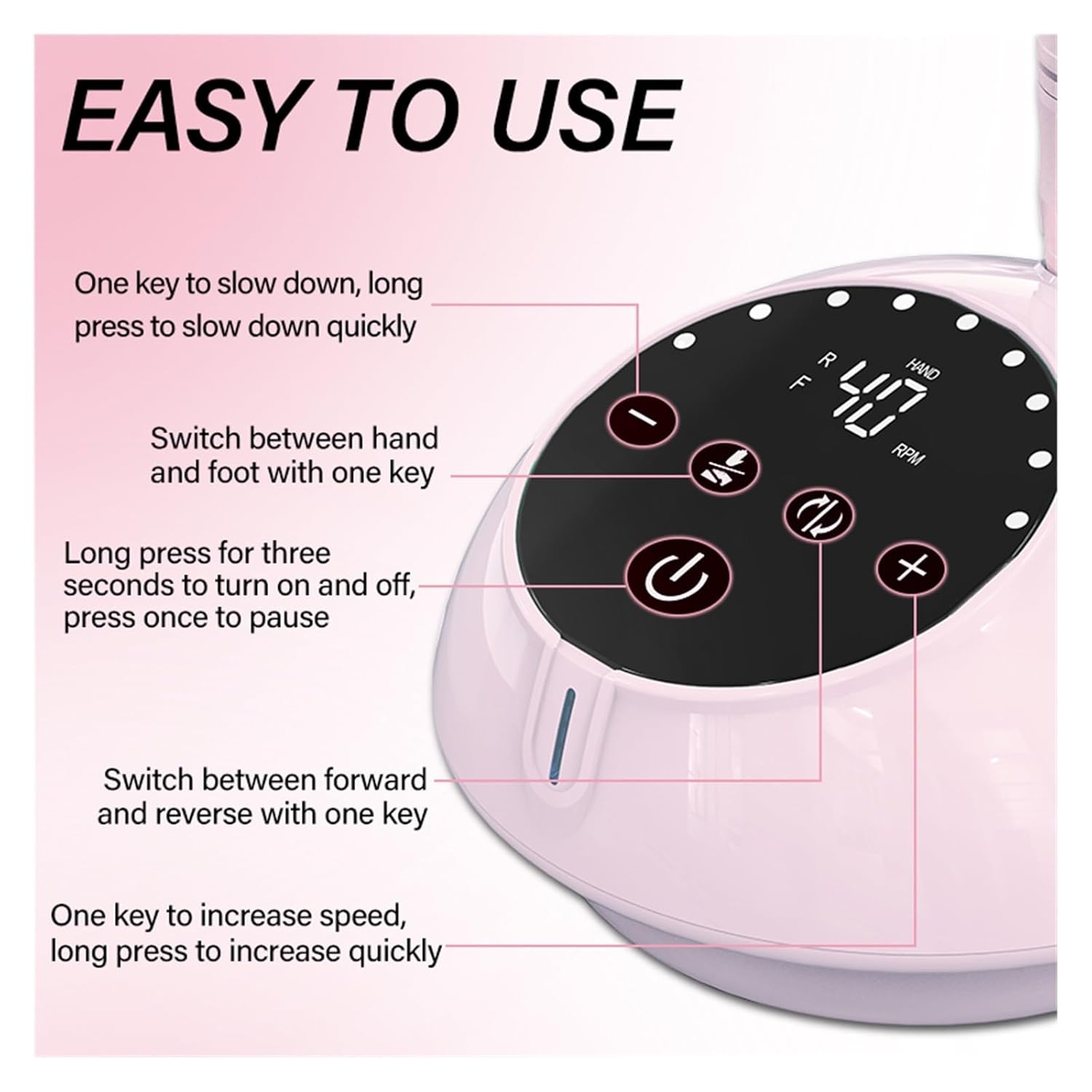 Nail Drill, 40000RPM Nail Drill Machine with HD Display Manicure Machine New Upgrade Electric Nail File with Cutter Nail Art Salon Tools Professional Nail Tools