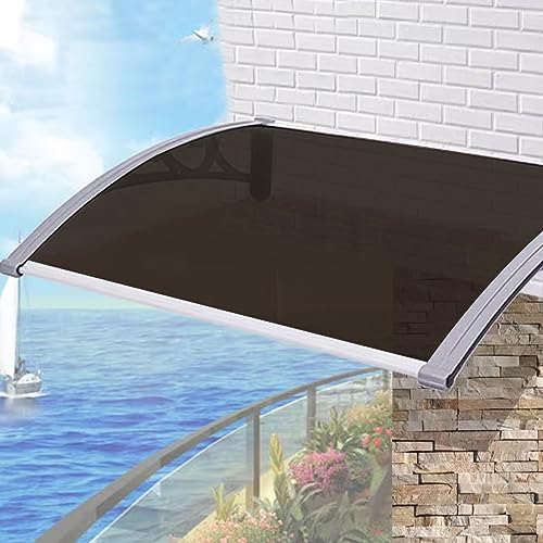 UV Rain Snow Protection Front Door Canopy Window Awning,Patio Porch Awning Shelter,Brown Polycarbonate Cover,Window Rain Shelter Cover,Garden Entry Awning,with White Bracket (47