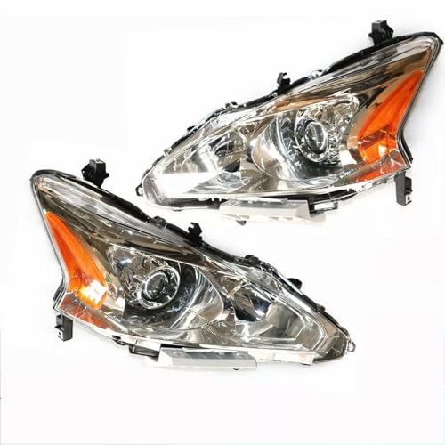 Projector Headlight Headlamp Assembly for Nissan Altima Sedan 2013 2014 2015 Halogen Headlights Chrome Housing Clear Lens Right Passenger Side Replacement Headlamps (Right Passenger Side)