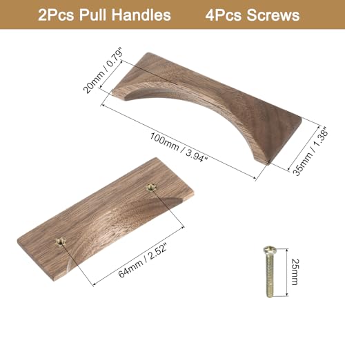 uxcell 2Pcs Wood Drawer Pulls Handles with Screws Set 96mm/3.78
