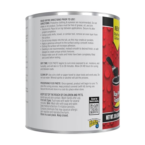 Flex Paste, 3 lb Can, White, Waterproof Paintable Putty, Spackle Sealant, Fill Gaps Cracks Holes - Block Out Water and Air - UV Resistant - Walls, Drywall, EPDM, Concrete, Roof, RV Repairs