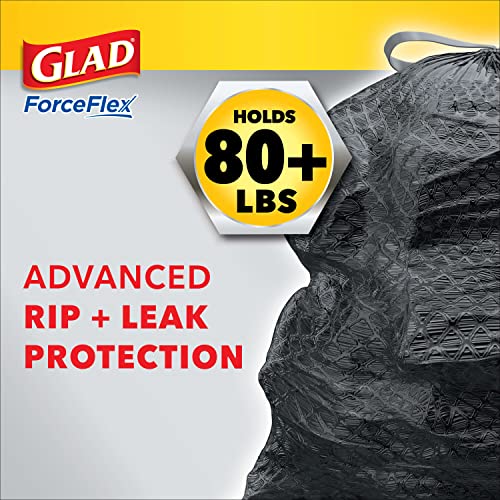 Glad Trash Bags, ForceFlexPlus Drawstring Large Garbage Bags, Heavy Duty Trash Bags - 30 Gallon Large Trash Bag, 50 Ct (Package May Vary)