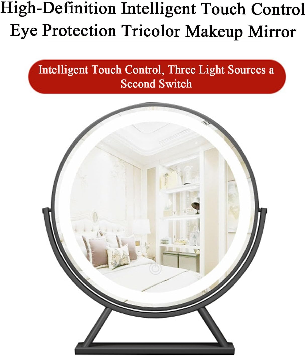 Mini Dressing Table with LED Mirror Light 1 Drawer Chair Upholstered Makeup Vanity Table Bedroom Accents Dresser Suitable for Any Girl