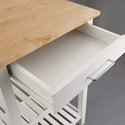 American Trails Sunrise American Kitchen Island, Natural Maple Top, White Base (New)